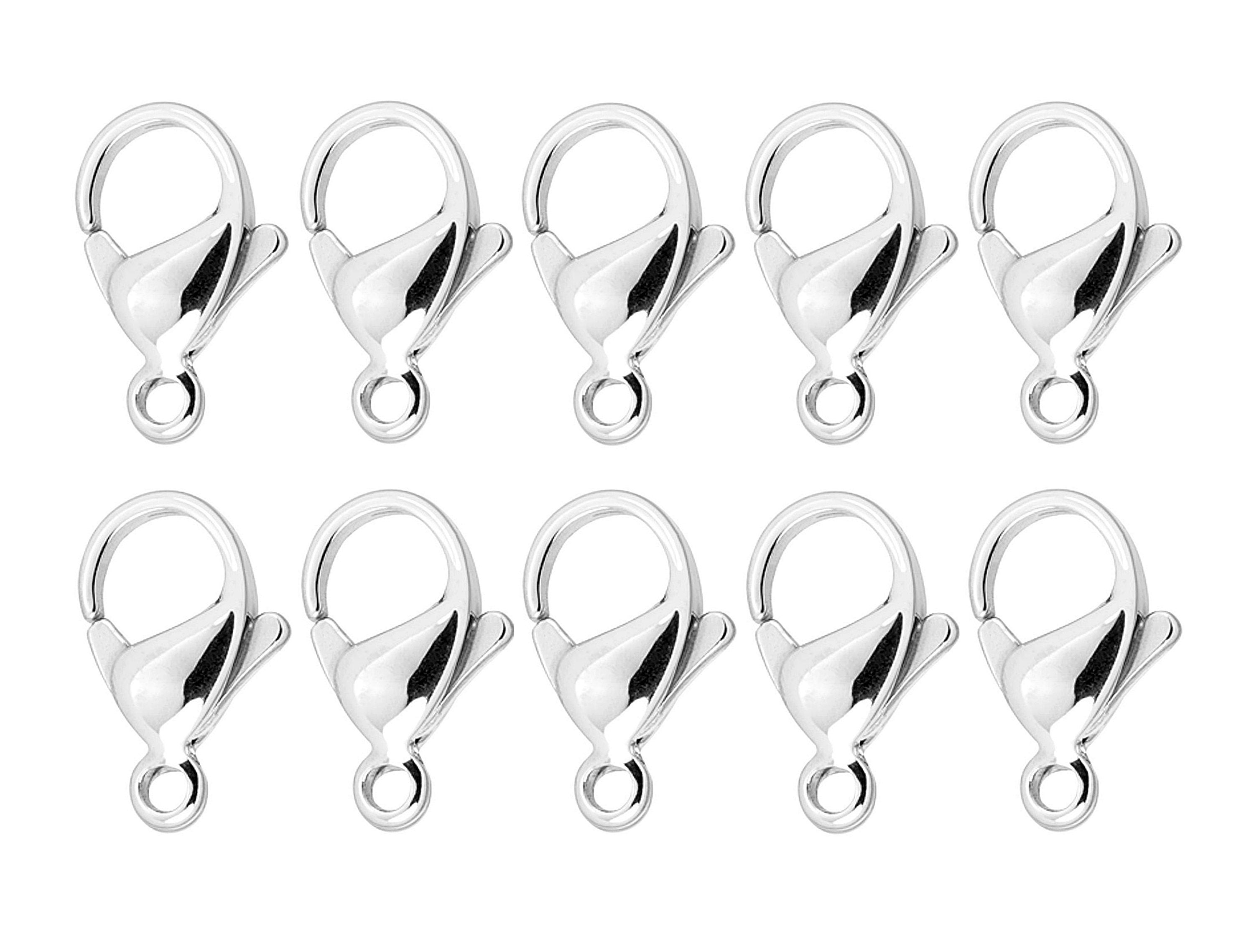 10pcs Lobster Claw Clasp 20mm x 12mm with Hole 2.6mm Stainless Steel Fasteners Highly Polished Tarnish and Scratch Resistant Easy Open Close